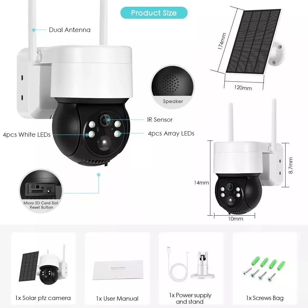 Camara Exterior Solar Ip Wifi 1080p